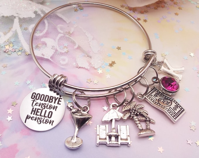 Personalized Retirement Gift, Coworker Gift Ideas, Employee Appreciation, Teacher Retirement, Charm Bracelet, Gift for Her, Women's Jewelry