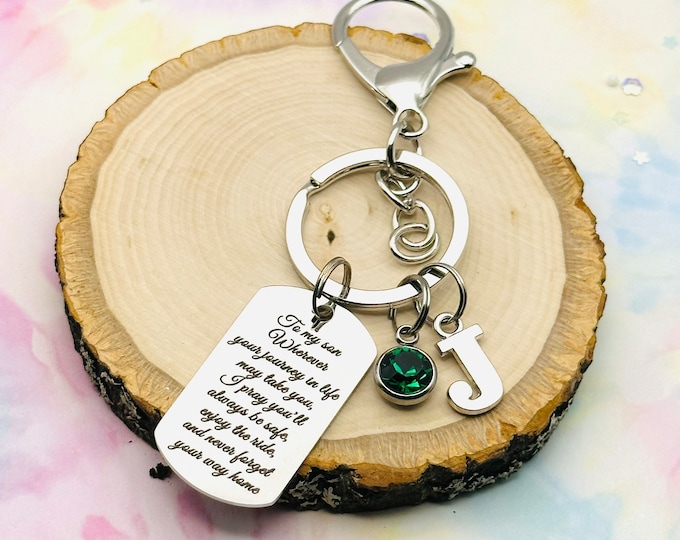 Gift for Son, New Driver Gift, Mother Son Gift, Graduation Gift for Son, Personalized Keychain, Wedding Gift for Son, Son Gift, Gift for Men