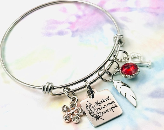 Silver Boho Feather Bracelet, Personalized Initial, Birthday Birthstone Jewelry