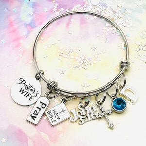 Pastor&#39;s Wife Charm Bracelet: Christian Faith Jewelry Gift