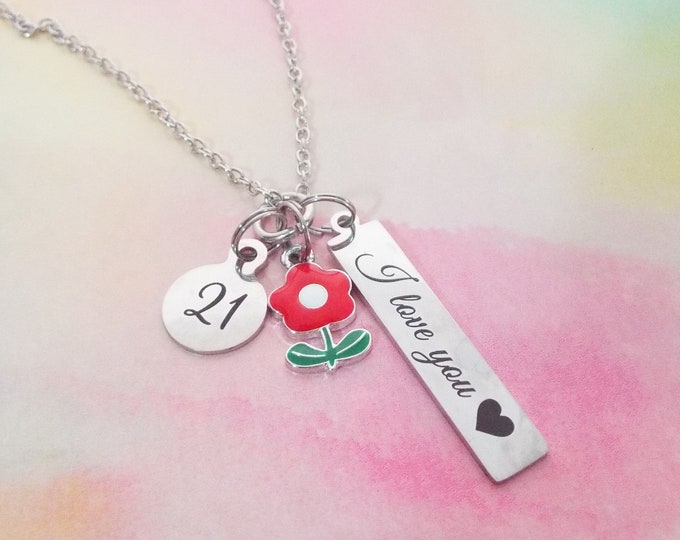 21st Birthday Necklace for Daughter, Granddaughter 21st Birthday Gift, Personalized Jewelry, Gift for Her, Charm Necklace for Birthday Girl