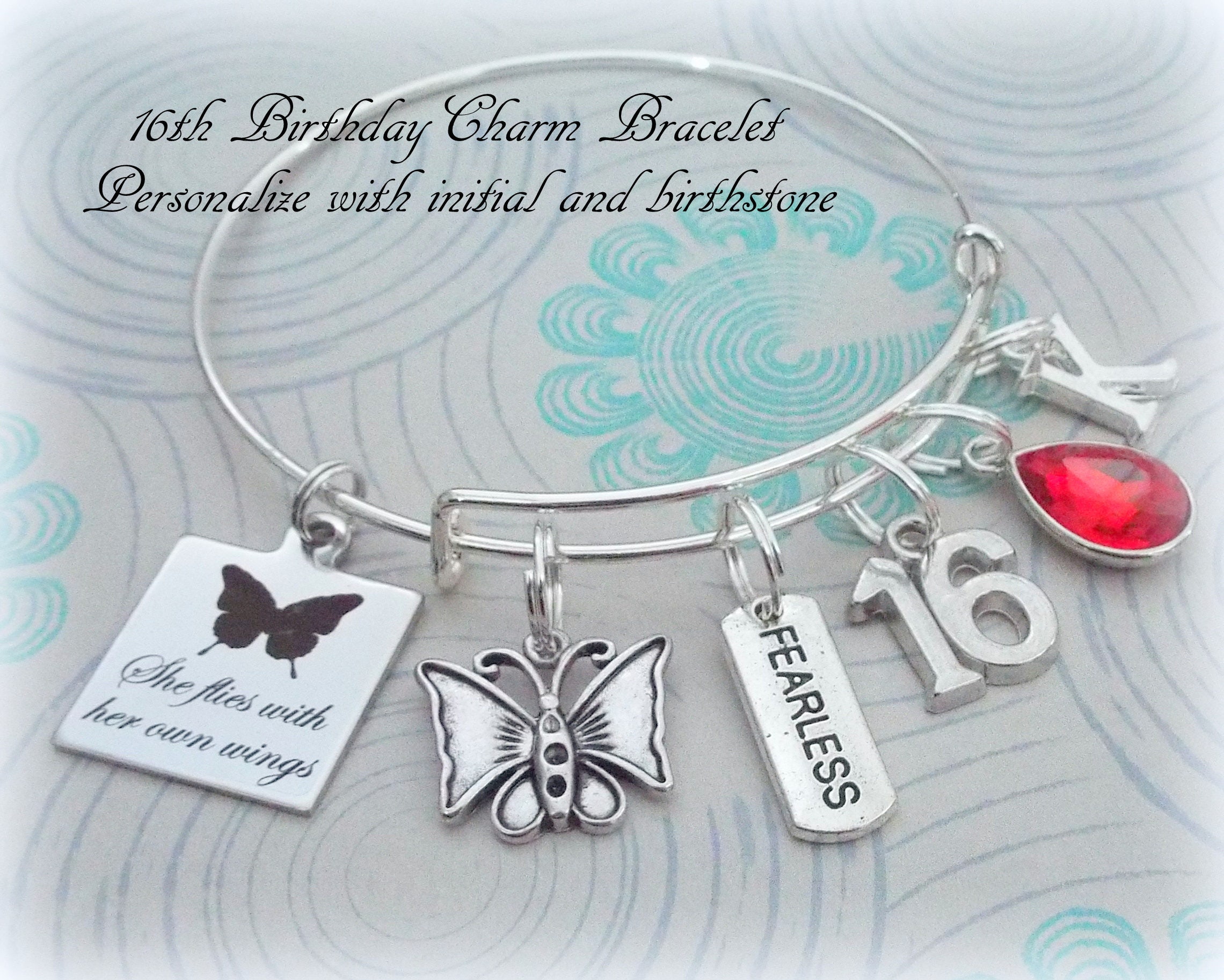 16th Birthday Gift for Girl, Sweet 16 Charm Bracelet, Gift