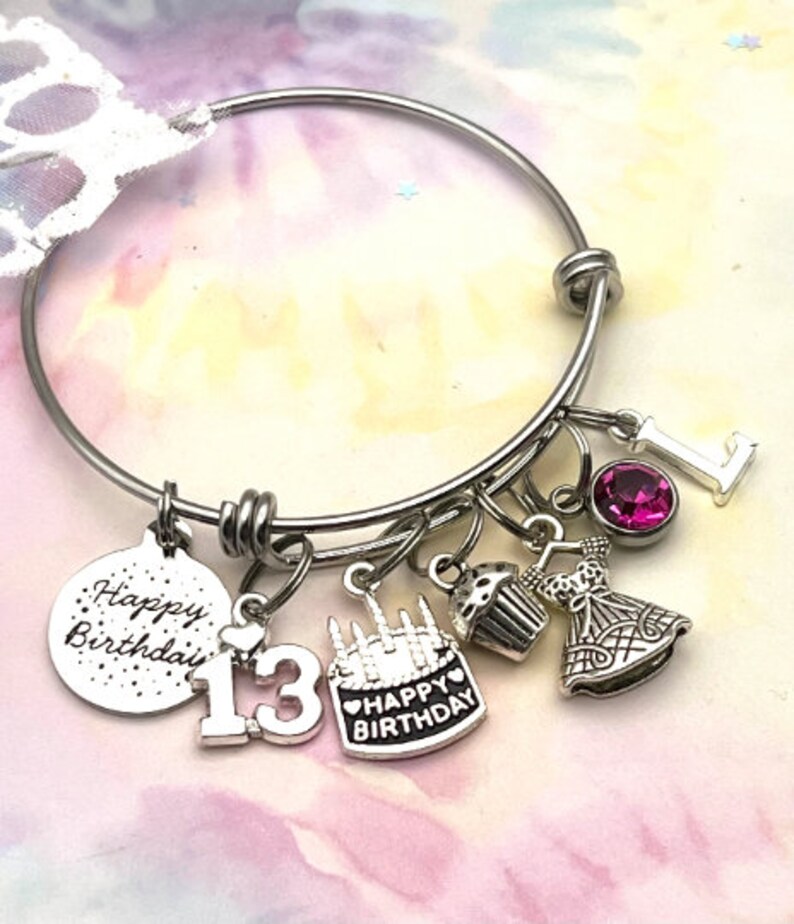 Personalized 13th Birthday Girl Charm Bracelet Gift for 13 Etsy