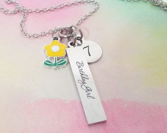 Buy 7th Birthday Charm Necklace: Stainless Steel Pendant, Flower