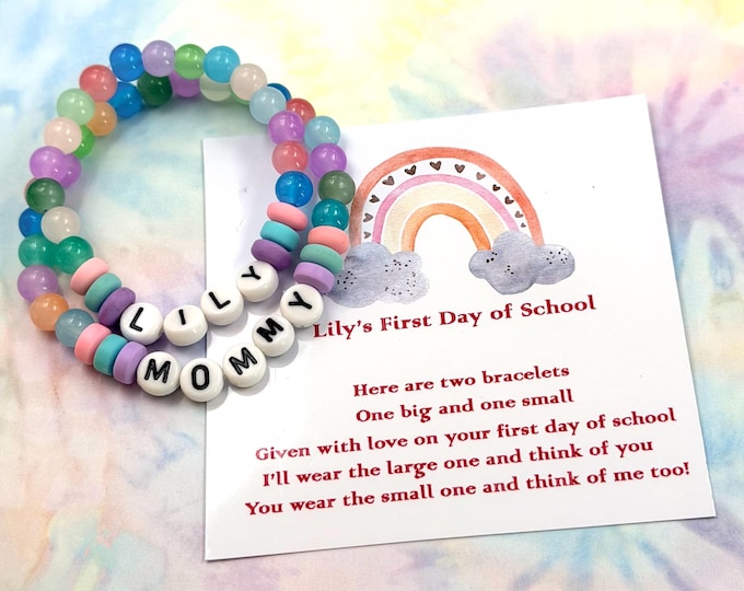 First Day of School Bracelet Set Rainbow Mommy and Me Gift
