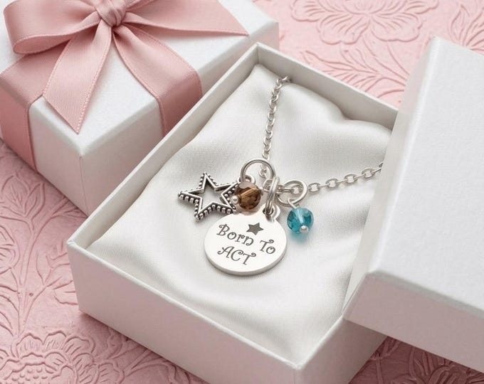 Personalized Born to Act Necklace, Actress Christmas Gift for Her