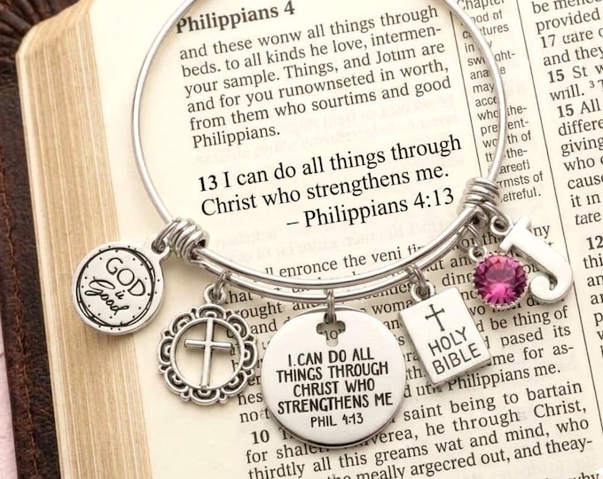 Personalized Scripture Bracelet, Christian Bible Verse Christmas Gift