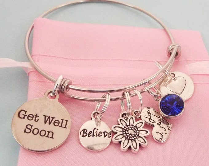Get Well Gift, Gift for a Sick Friend, Get Well Soon Charm Bracelet, Personalized Jewelry, Gift for Hospitalized Friend, Gift for Her