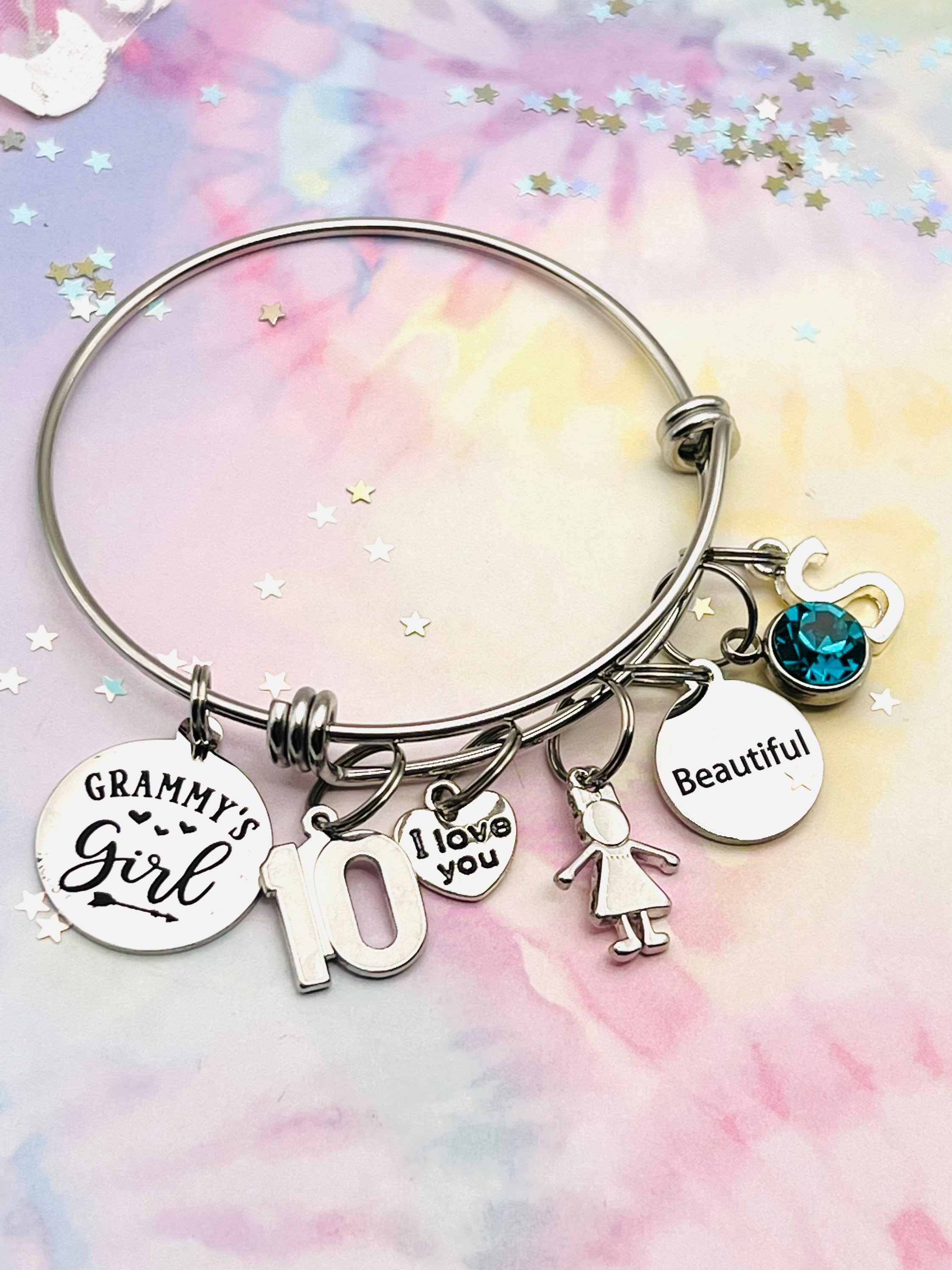 Birthday Gift, Personalized Jewelry, Grandma Gift for Granddaughter,  Handmade Jewelry, Gift for Her, Initial Bracelet, Grammy's Girl