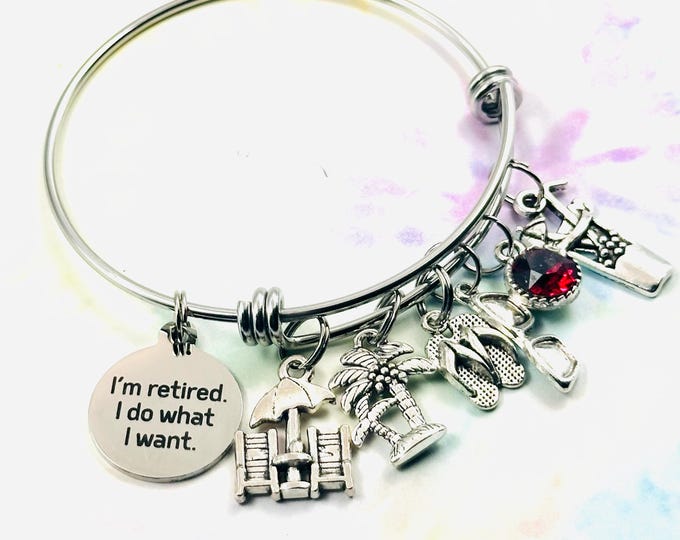 Retirement Gifts for Women, Gift for Her, Personalized Jewelry, Charm Bracelet, Initial Bracelet, Birthstone Jewelry, Coworker Gift