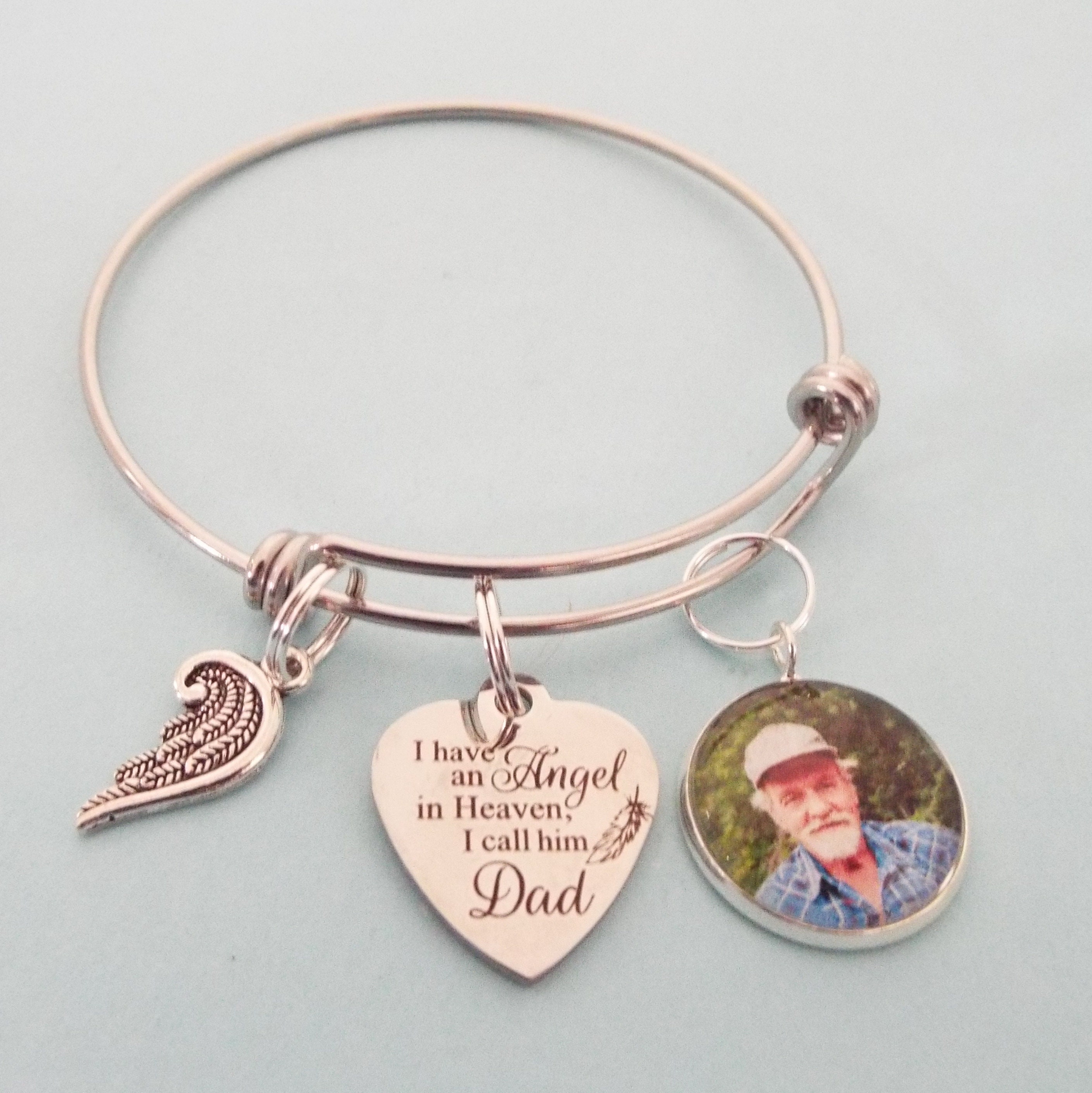 Loss of Dad Memorial Gift-Bangle Bracelet-Photo Remembrance Jewelry –  Sugartree and Company