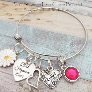 Stiefmoederbedelarmband: roestvrijstalen armband met geboortesteen