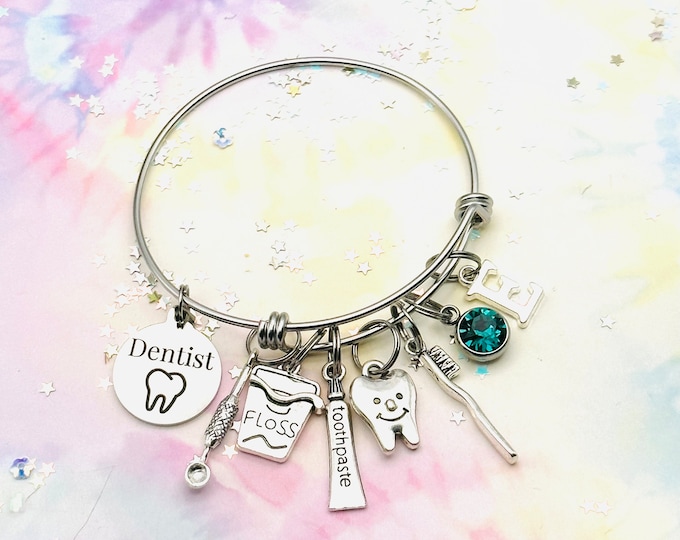 Gift for a Dentist, Dentist Charm Bracelet, Dentist Gift Ideas, Dentist Graduation Gift, Custom Gift for a Dentist, Congratulations Dentist