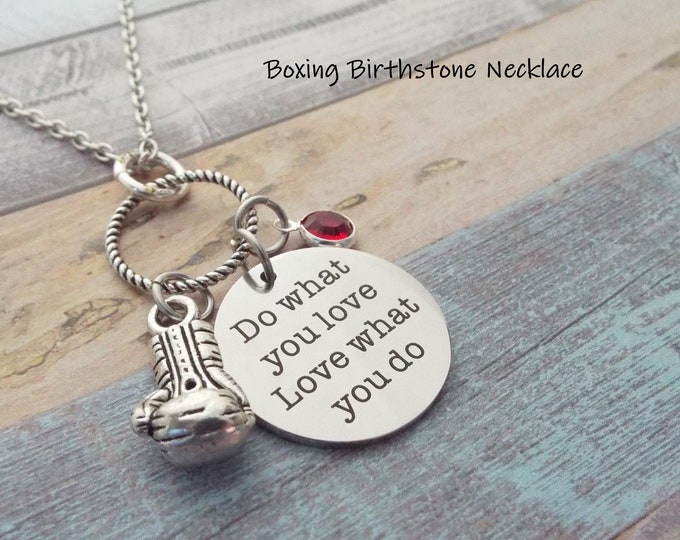Sports Jewelry, Boxing Necklace, Birthstone Jewelry, Personalized Gift, Gift for Her, Custom Jewelry, Woman's Jewelry, Girl's Sports Gift