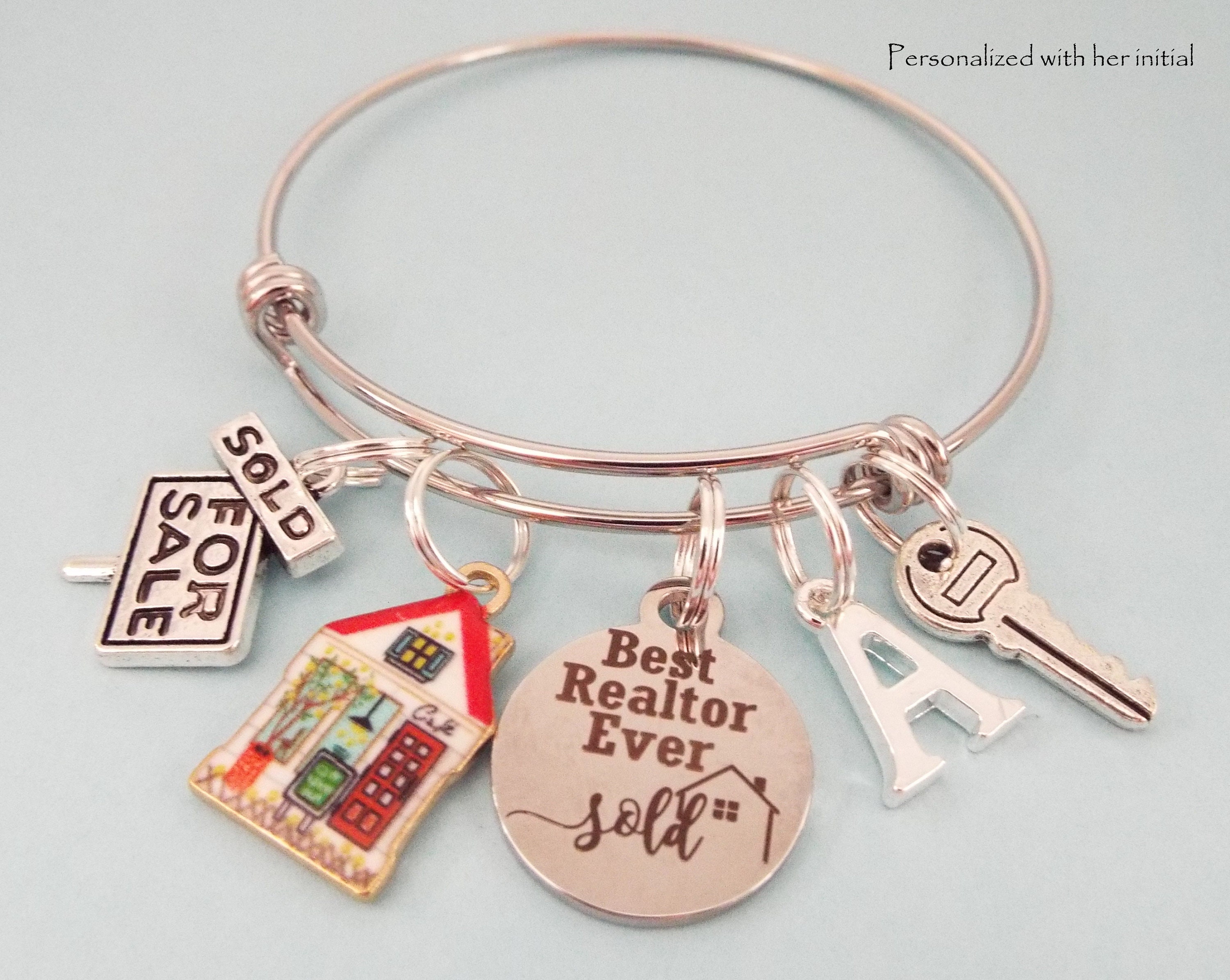 Real Estate Agent Gift Charm Bracelet, Thank You Gift for Her, Top