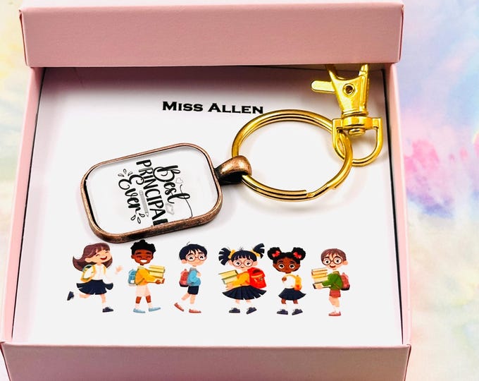 School Principal, Custom Keychain, Back to School, Personalized Gift for Him, For Her, Handmade Gift, Appreciation Gift, Retirement Gift