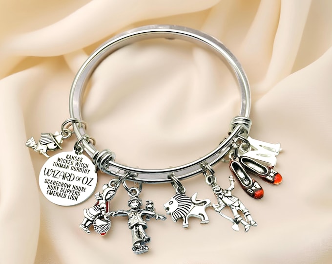 Wizard of Oz Charm Bracelet: Personalized Initial, Movie Jewelry
