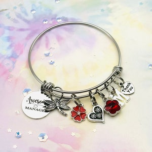 Manager Retirement Charm Bracelet: Personalized Boss Gift