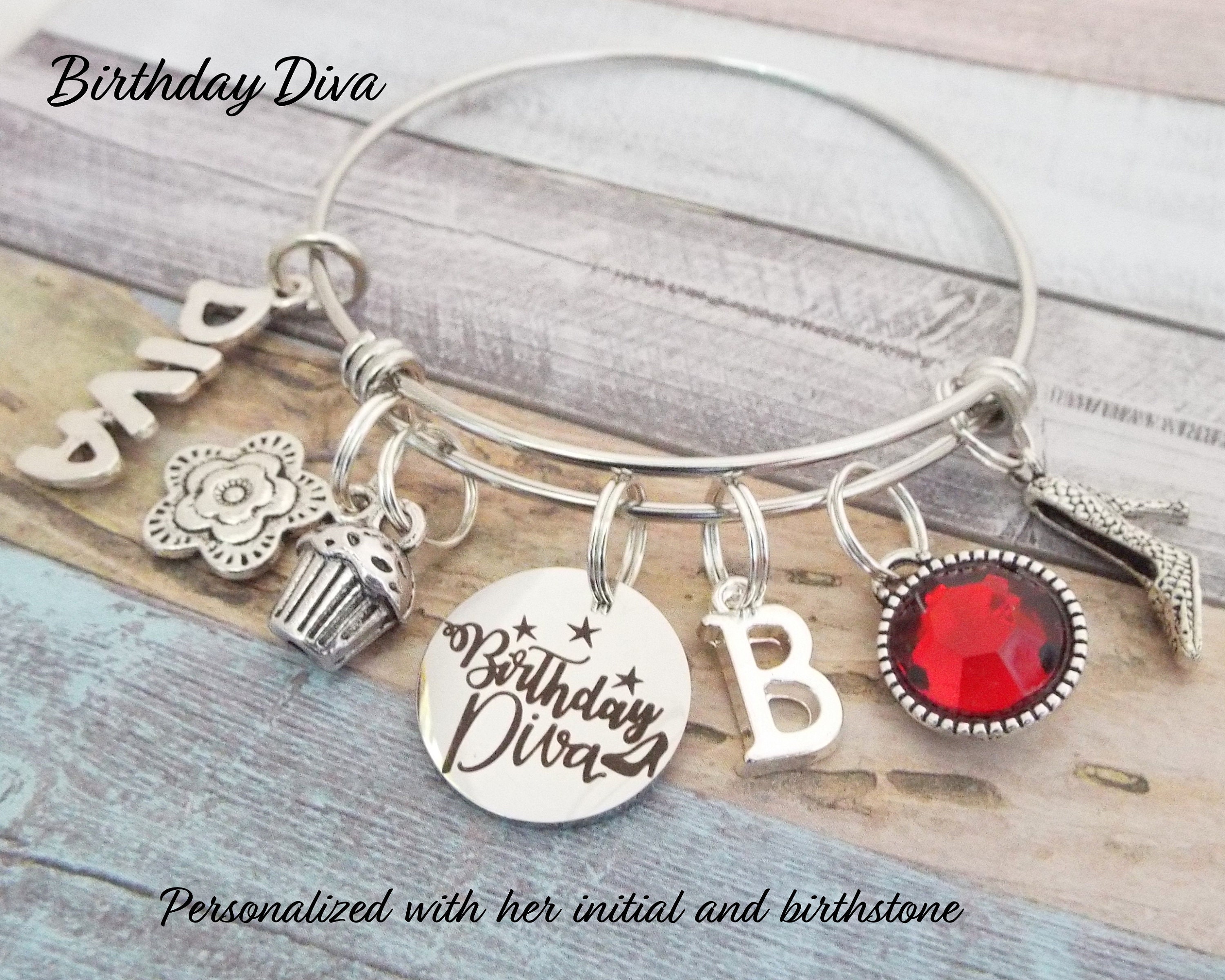 Birthday Diva Charm Bracelet, Personalized Birthday Gift ...