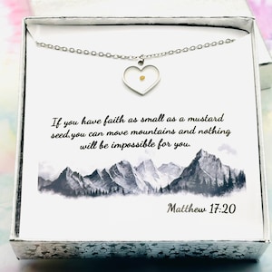 Collana con semi di senape, regalo di incoraggiamento, gioielli cristiani, regalo per lei, gioielli della fede, versetto della Bibbia, regalo per il migliore amico, ispirazione