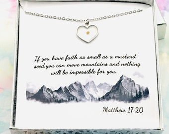 Mustard Seed Heart Necklace: Christian Faith Jewelry Gift