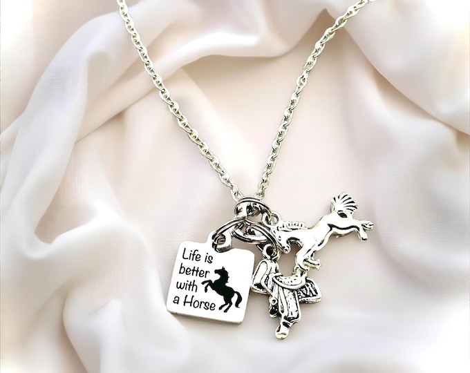 Horse Lover Necklace: Stainless Steel Charm, Equestrian Jewelry