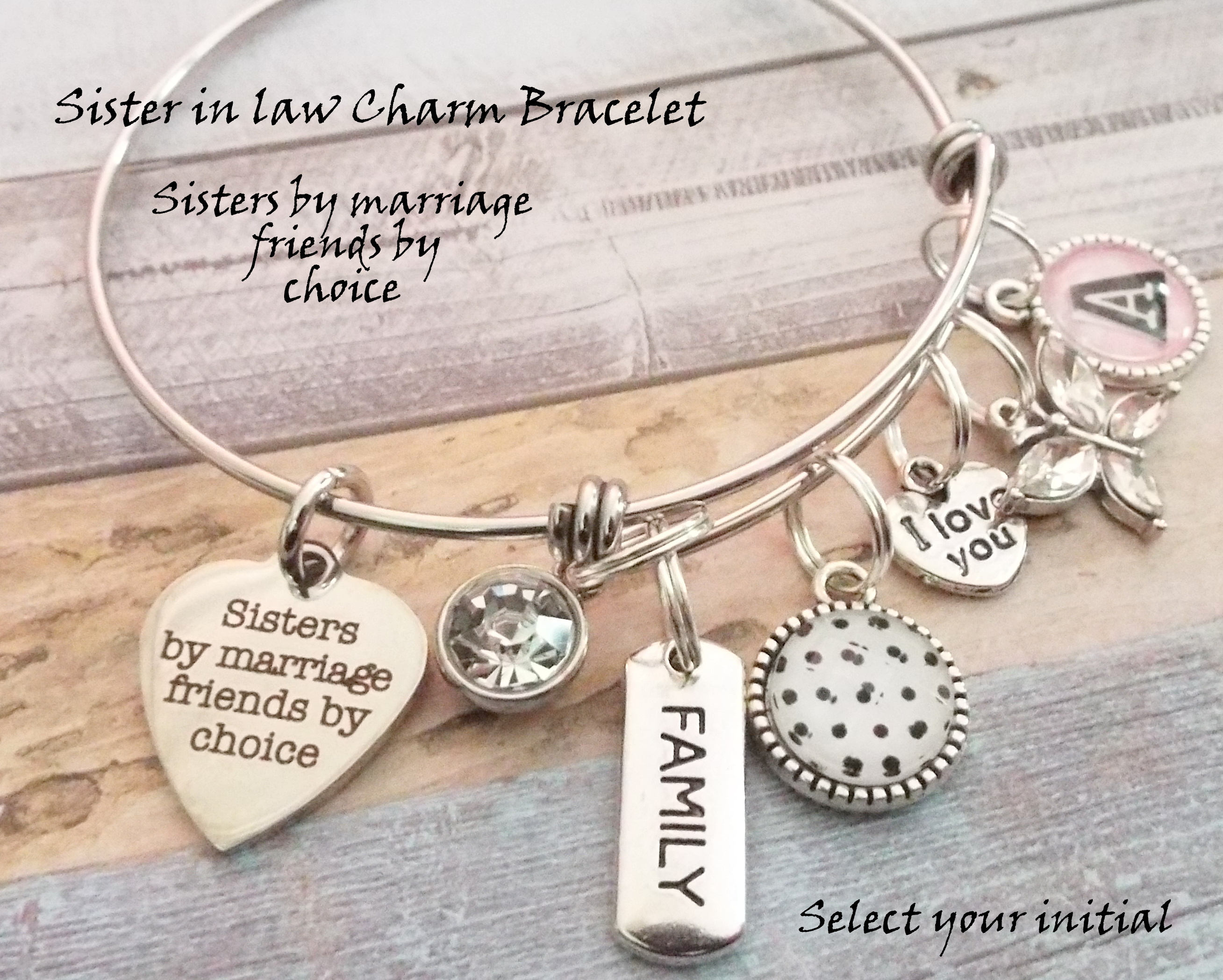 SisterinLaw Charm Bracelet, Gift for SisterinLaw