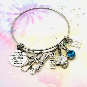 Nurse Graduation Gift, 2023 Nursing School Graduation Charm Bracelet, College Graduate Bracelet, Personalized Gift for Her, Handmade Jewelry image 7