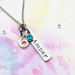 12th Birthday Necklace, Gift for Girl Turning 12, Personalized Name Necklace with Birthstone, Gift for 12 Year Old, Little Girl Gift