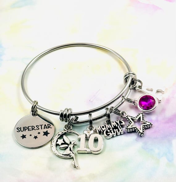 Personalized Birthday Gift for 10 Year Old Girl Handmade Jewelry Silver Charm Bracelet for Child 10th Birthday Gift Daughter From Mom Etsy Canada