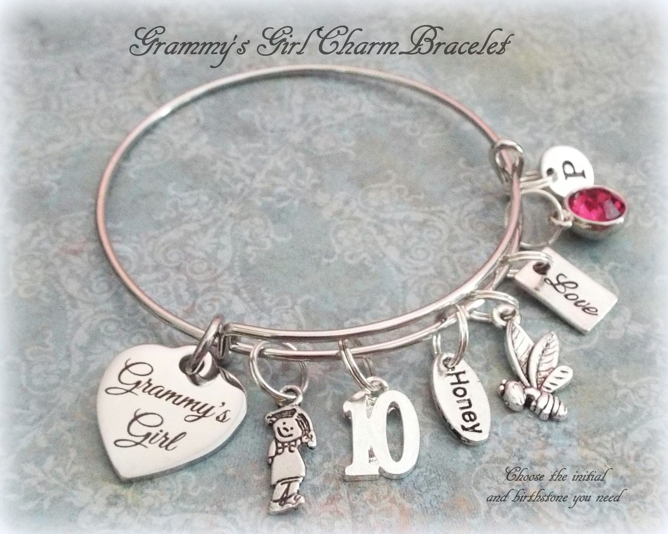 Gift Idea for Granddaughter, 10th Birthday Charm Bracelet, Happy