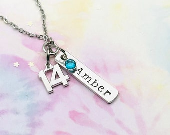 14th Birthday Gift for Girl, Name Necklace 14 Year Old Girl Birthday, Personalized Gift for Teenage Girl, Teenager Jewelry, Gift for Her