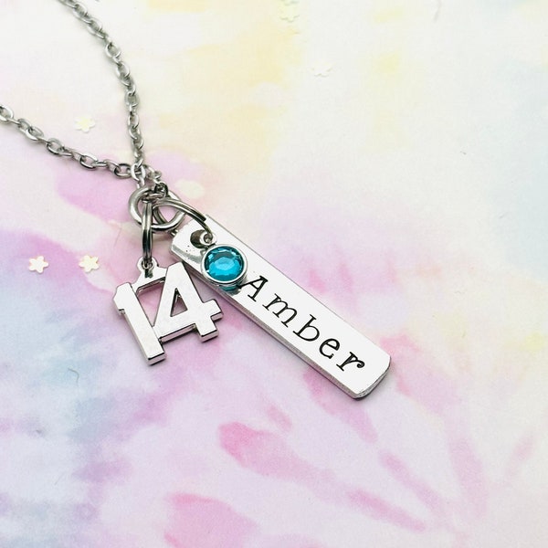 14. Geburtstagsgeschenk für Mädchen, Namen Halskette 14 Jahre altes Mädchen Geburtstag, personalisierte Geschenk für Teenager-Mädchen, Teenager Schmuck, Geschenk für Sie