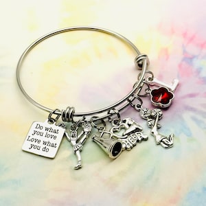 Cheerleader Charm Bracelet: Personalized Initial & Birthstone Jewelry