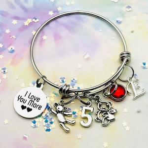 Teddy Bear Charm Bracelet: Personalized Birthstone Initial Jewelry