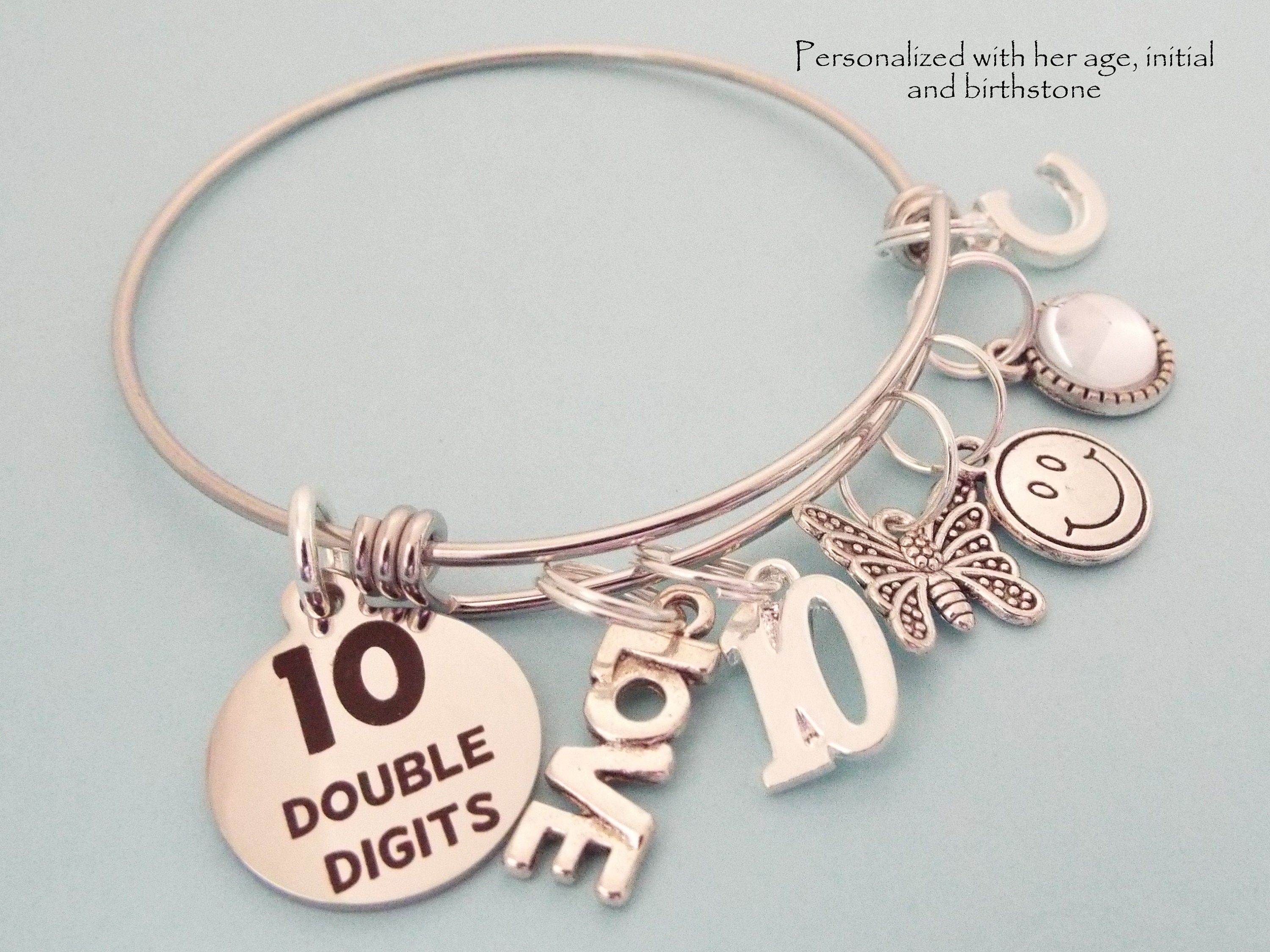 10th Birthday Girl, 10 Year Old Birthday Charm Bracelet, Girls Birthday ...