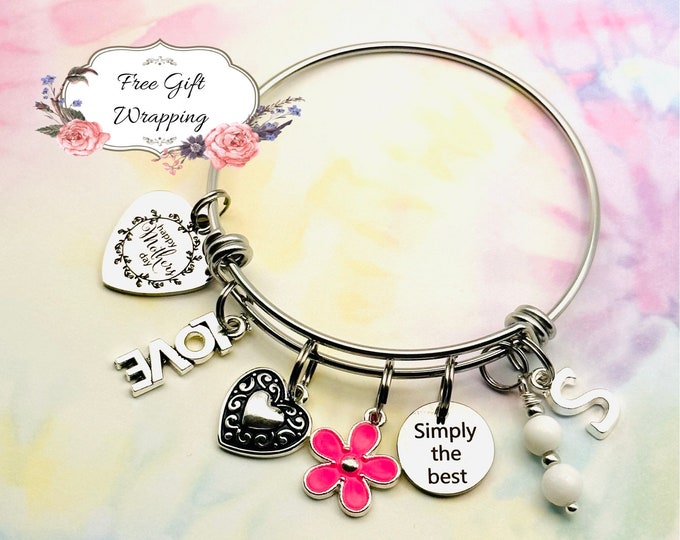 Personalized Mothers Day Gift, First Time Mom Gift, Gift Boxed with Mother's Day Card, Handmade Charm Bracelet, Mother Daughter Bracelet