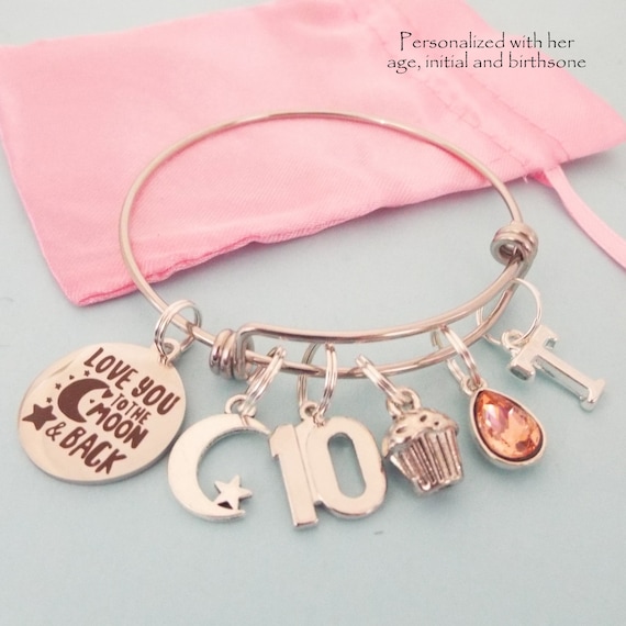 Childrens Pink Leather Happy 4th Birthday Charm Bracelet with Gift Box Girls & Childrens Birthday Gift Jewellery