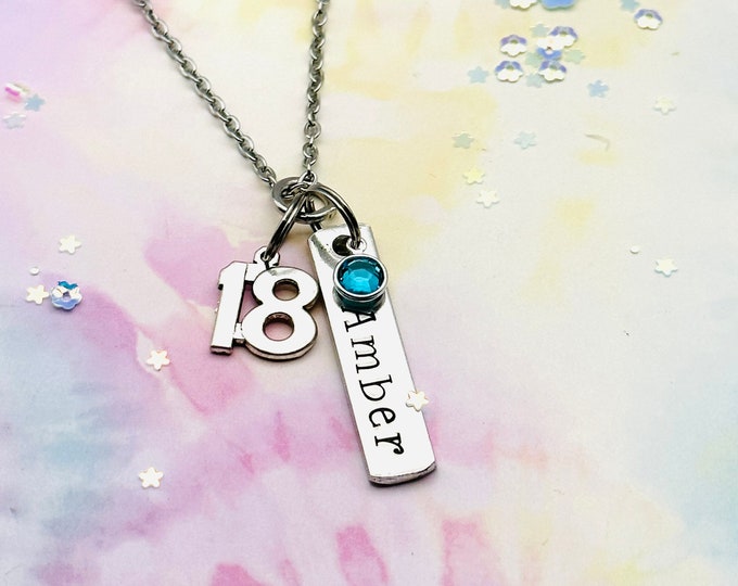 18th Birthday Gift for Girl, Name Bar Necklace, Personalized Teenage Girl Gift,  Teenager Birthday, Gift for Her, Daughter Birthday