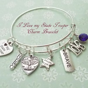 State Trooper Wife Charm Bracelet: Personalized Police Gift