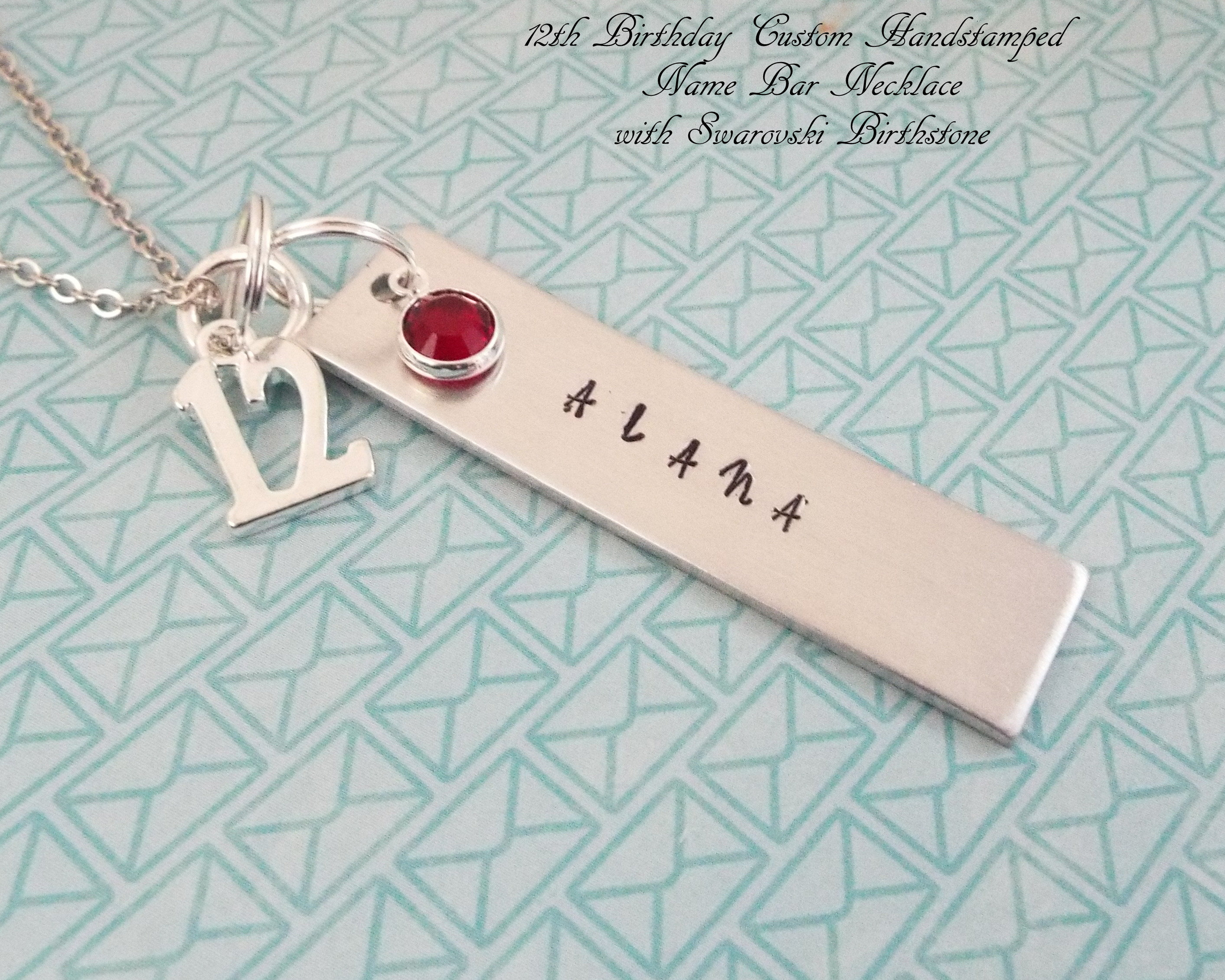 12th Birthday Necklace, Gift for Girl Turning 12, Personalized Name Necklace with Birthstone, Gift for 12 Year Old, Little Girl Gift