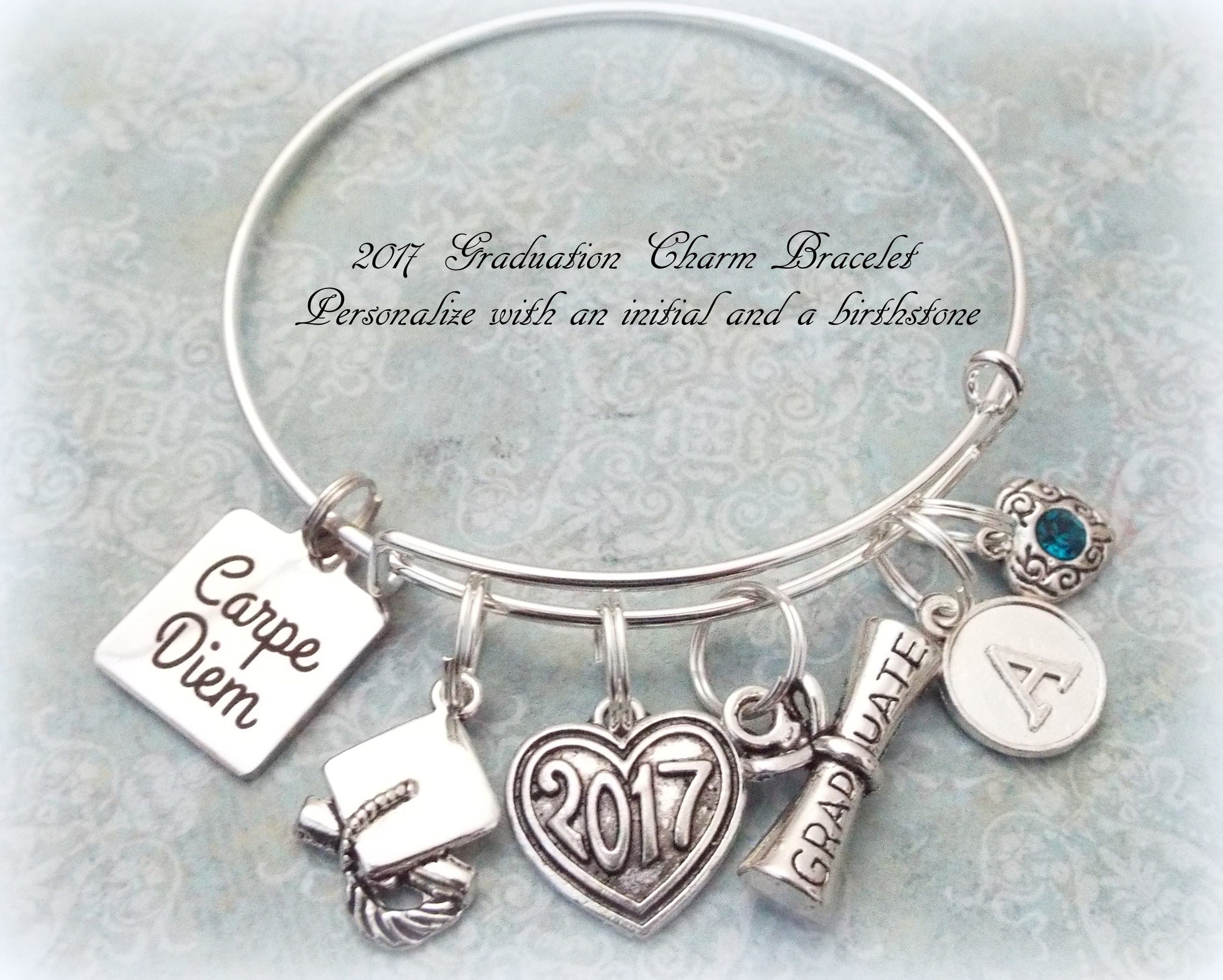 Graduation Charm Bracelet, Graduation Gift for Girls, 2017 Graduation