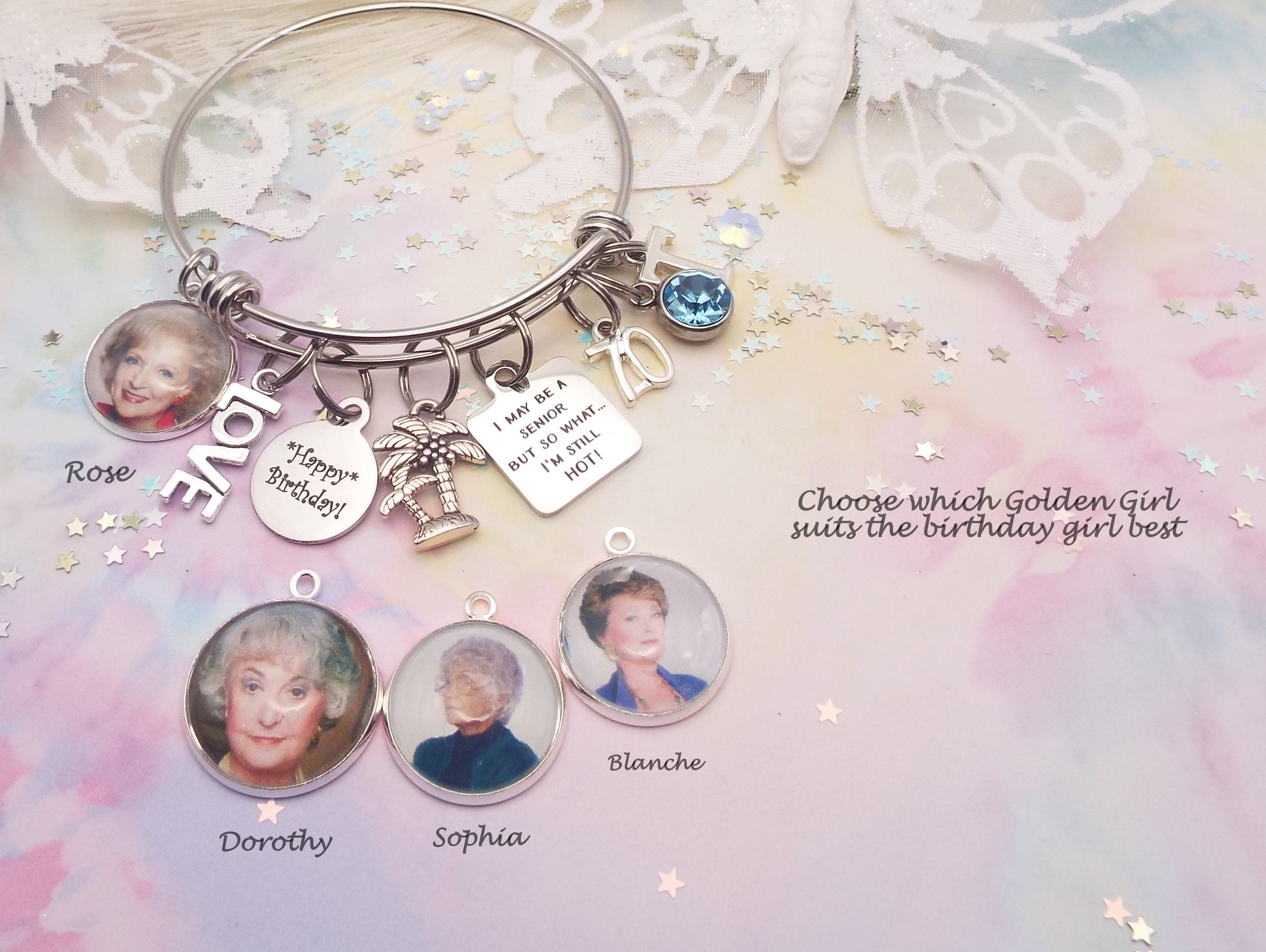 Golden Girls Charm Bracelet, 60th Birthday for Mom, 70th Birthday Gift