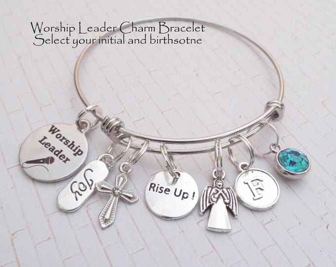 Worship Leader Gift, Gift for Church Worship Leader, Christian Jewelry, Worship Leader Charm Bracelet, Personalized for Her, Gift for Her