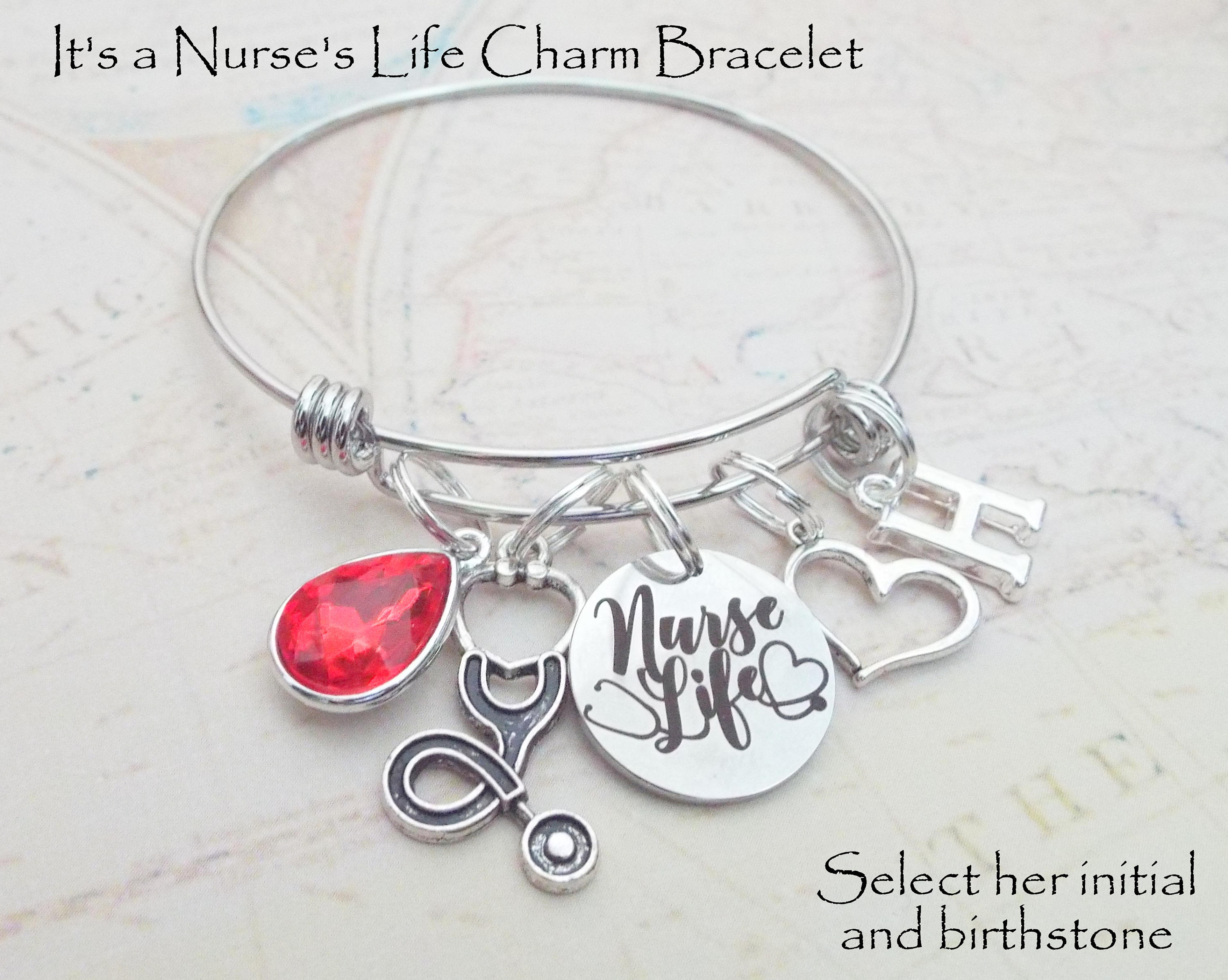 Nurse Graduation Gift, RN Graduate Charm Bracelet, Personalized Gift ...
