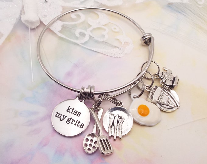 Waitress Gift |  Waitress Charm Bracelet | Gift for Cook | Pins for Waitress |  Foodie Charm Bracelet | Waitress Gifts | Gift for Her