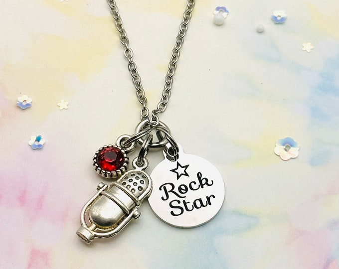 Singer Gift | Musician Necklace | Unique Gift Idea for Her| Personalized Jewelry | Birthstone Necklace | Daughter Gift | Gift for Musician