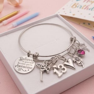 Inspirational Teen Girl Quote Bracelet, Whimsical Angel Charm Bangle
