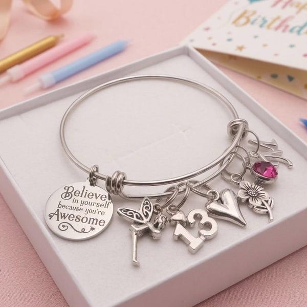 Inspirational Teen Girl Quote Bracelet, Whimsical Angel Charm Bangle