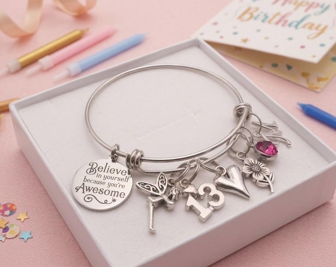 Inspirational Teen Girl Quote Bracelet, Whimsical Angel Charm Bangle